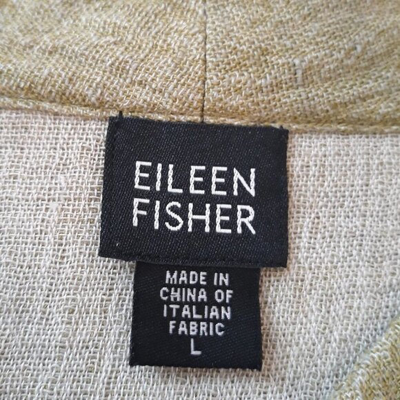 Eileen Fisher Green Viscose Linen Button Jacket L Lagenlook Relaxed Artsy - Picture 8 of 9